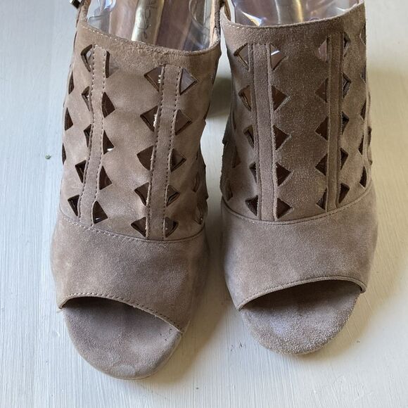 Halogen Sling Back Lazer Cut Suede Zoey Leather Open Toe Sandals Sz 7.5M - Picture 4 of 13